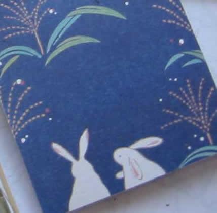 On this stationery Miscanthus is shown with the hare, a symbol of long life in Japan.